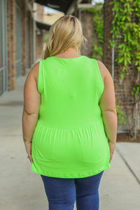 Renee Ruffle Tank - Neon Green - FINAL SALE