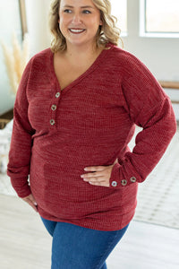 Brittney Button Sweater in Berry