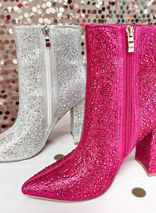 Rhinestones Booties in Pink