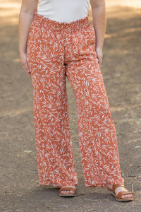 Presley Palazzo Pants - Rust Leaves