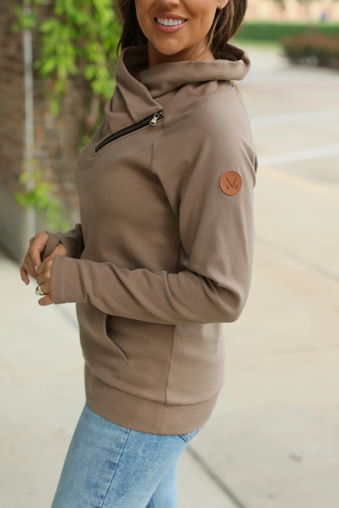 Classic Zoey ZipCowl Sweatshirt - Mocha