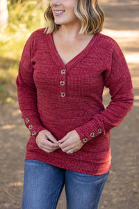 Brittney Button Sweater in Berry