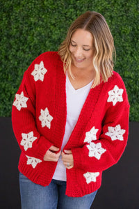 Snowflake Cardigan - Red