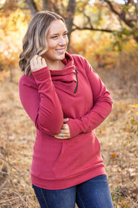 Classic Zoey ZipCowl Sweatshirt - Brick Red