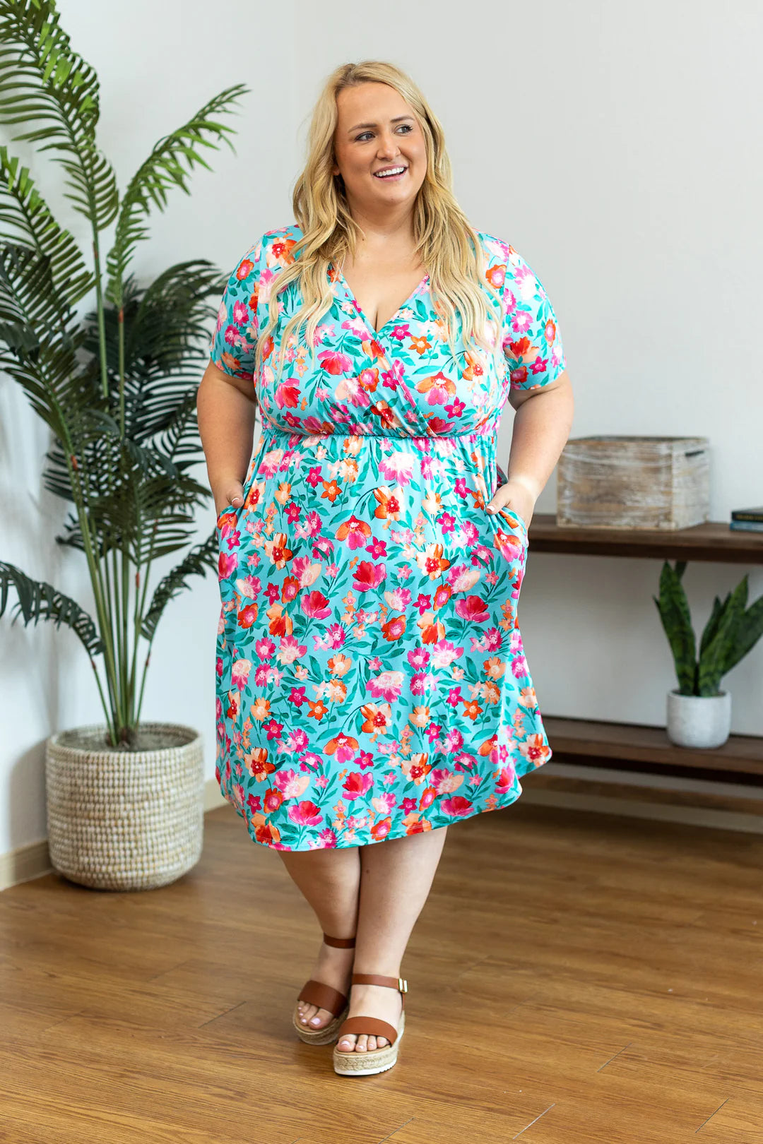 Tinley Dress - Aqua and Pink Floral - FINAL SALE