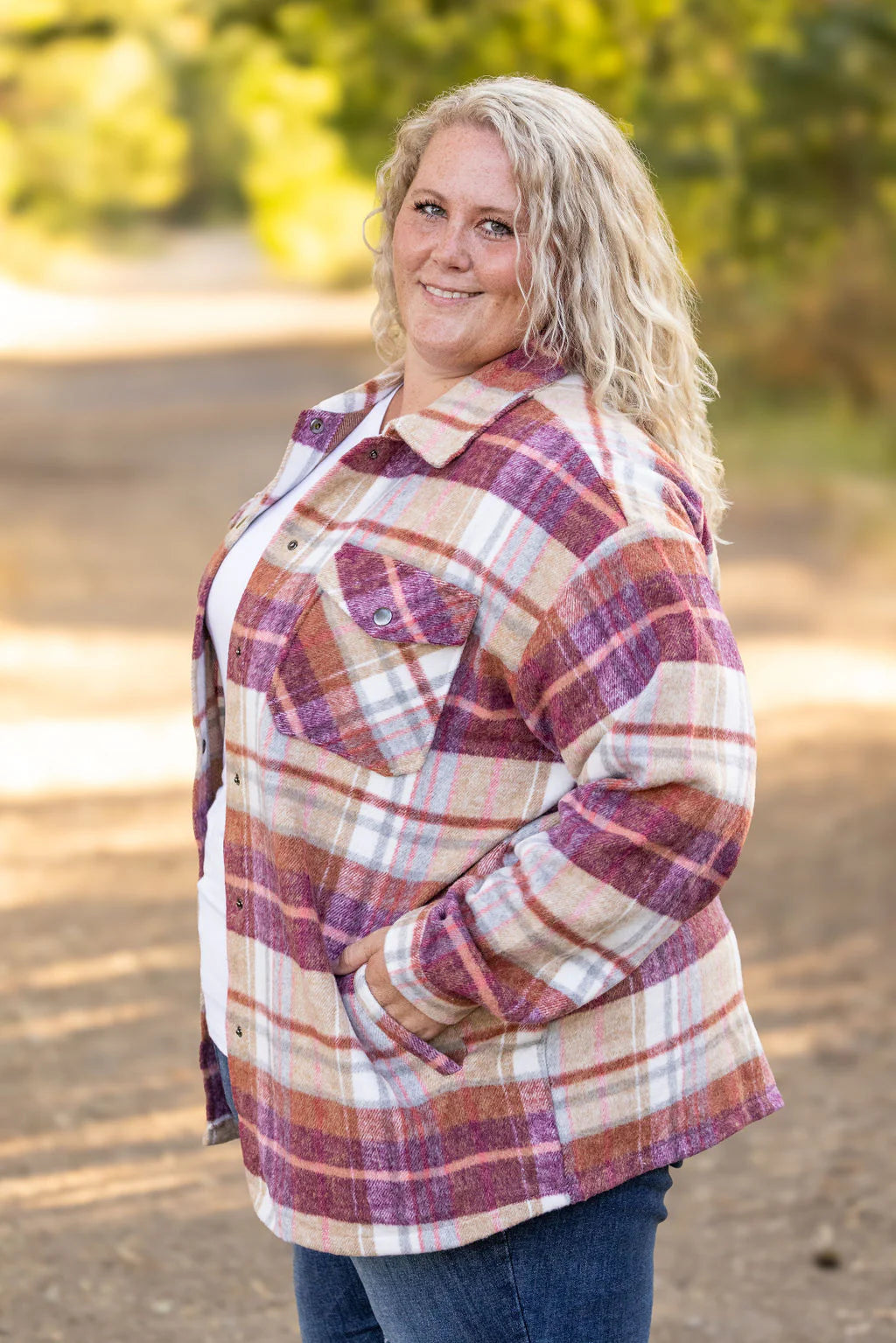 Norah Plaid Shacket - Sunset