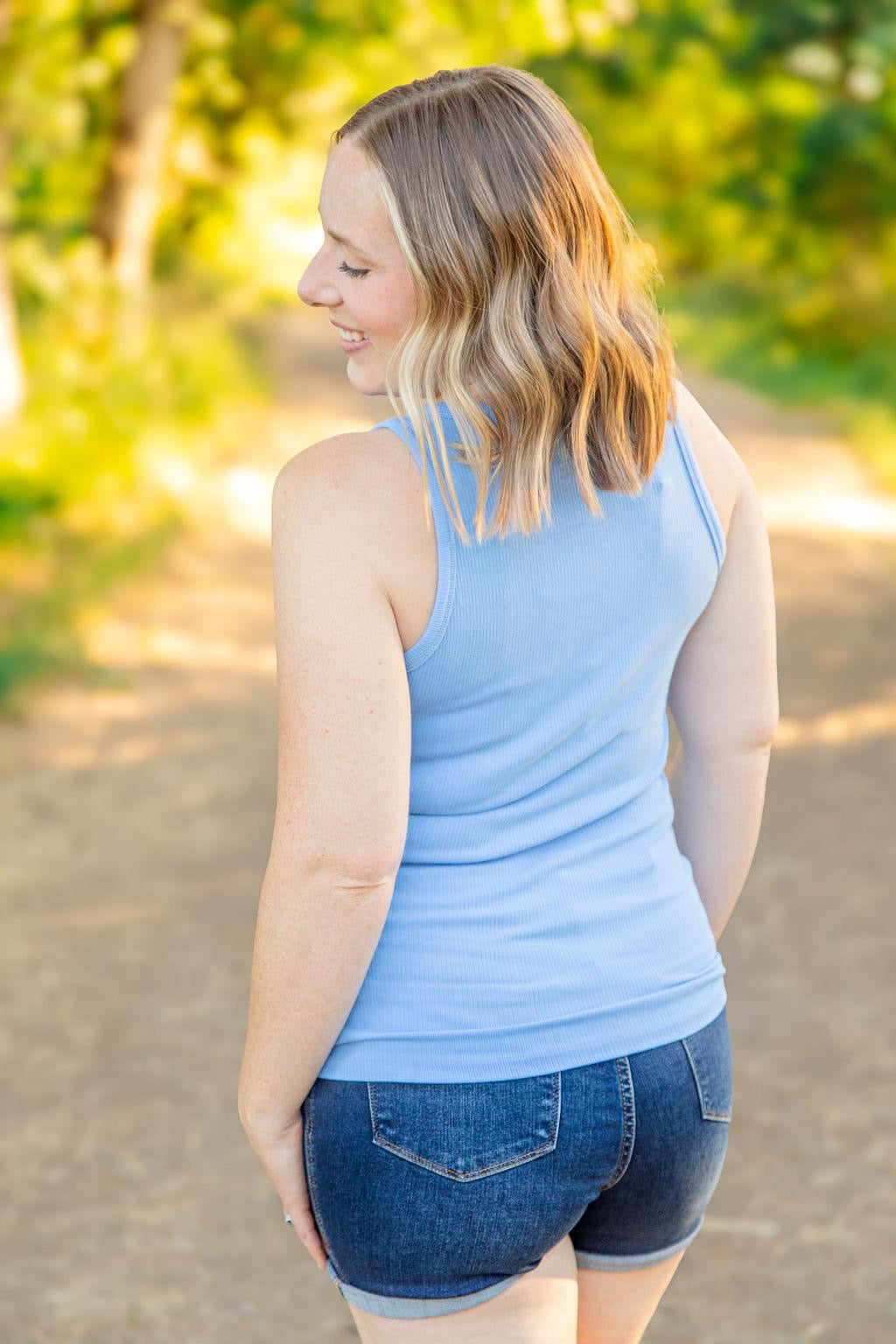 Tara Ribbed Tank - Light Blue