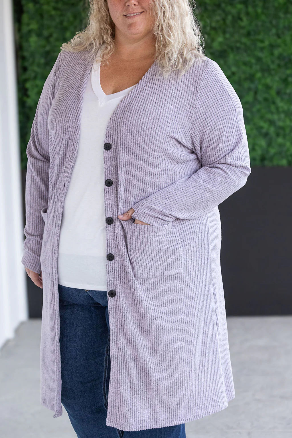 Colbie Ribbed Cardigan - Lavender