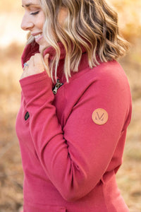 Classic Zoey ZipCowl Sweatshirt - Brick Red