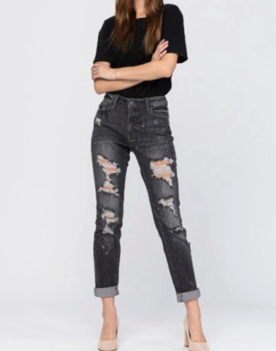 Distressed Splatter Jeans