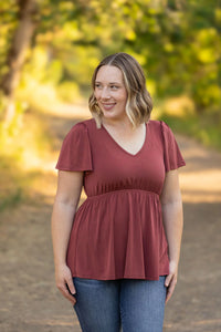 Emery Ruffle Top - Marsala