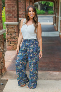 Presley Palazzo Pants - Navy Floral Mix