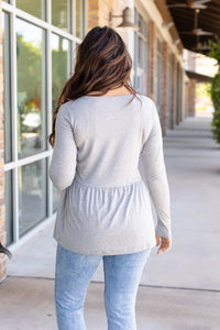 Long Sleeve Sarah Ruffle - Light Grey | Women's Top