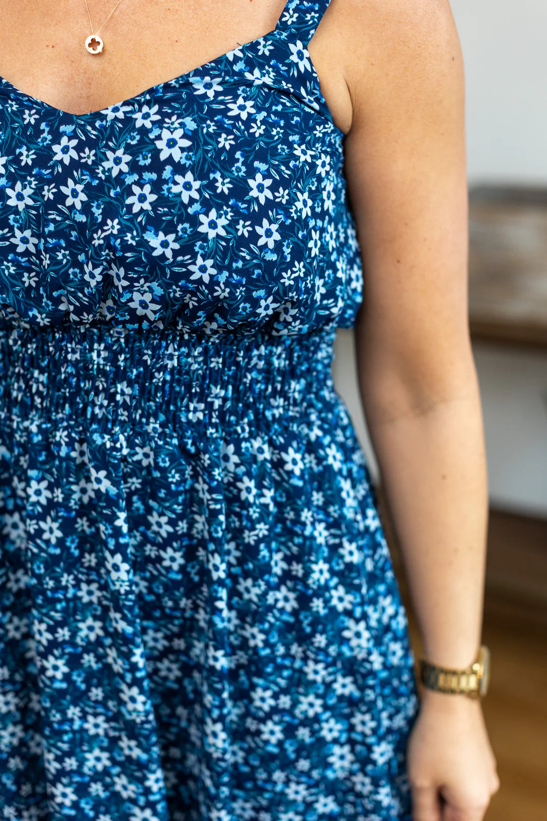 Cassidy Midi Dress - Blue Floral Mix