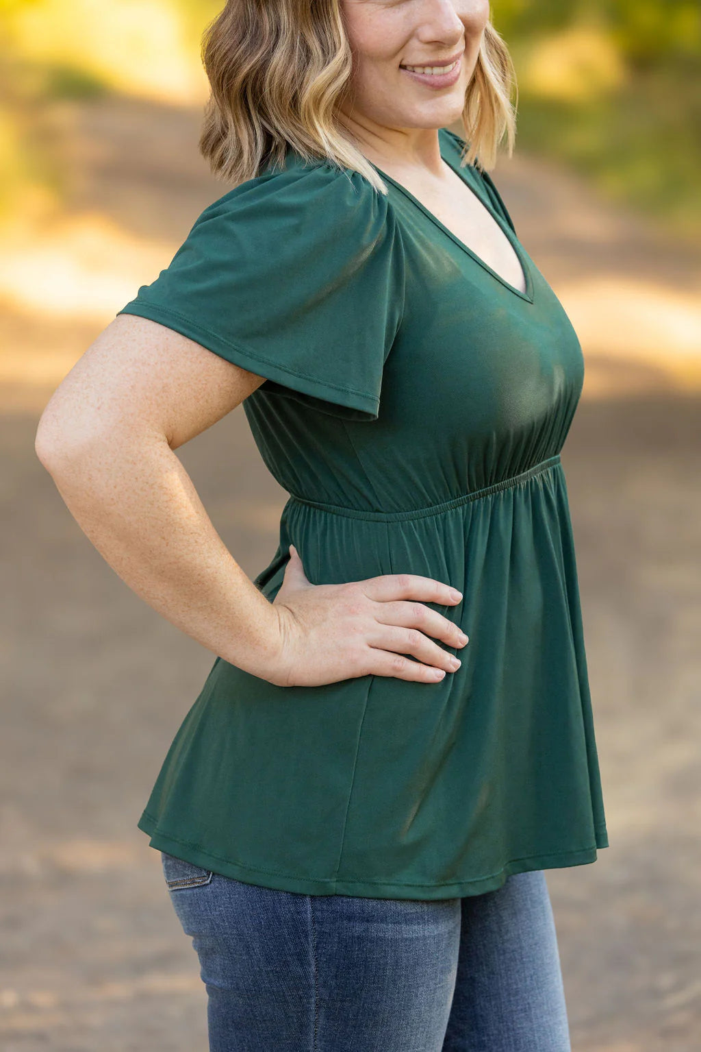 Emery Ruffle Top - Hunter Green