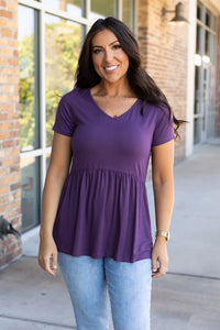 Sarah Ruffle Short Sleeve - Dark Purple