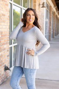 Long Sleeve Sarah Ruffle - Light Grey | Women's Top