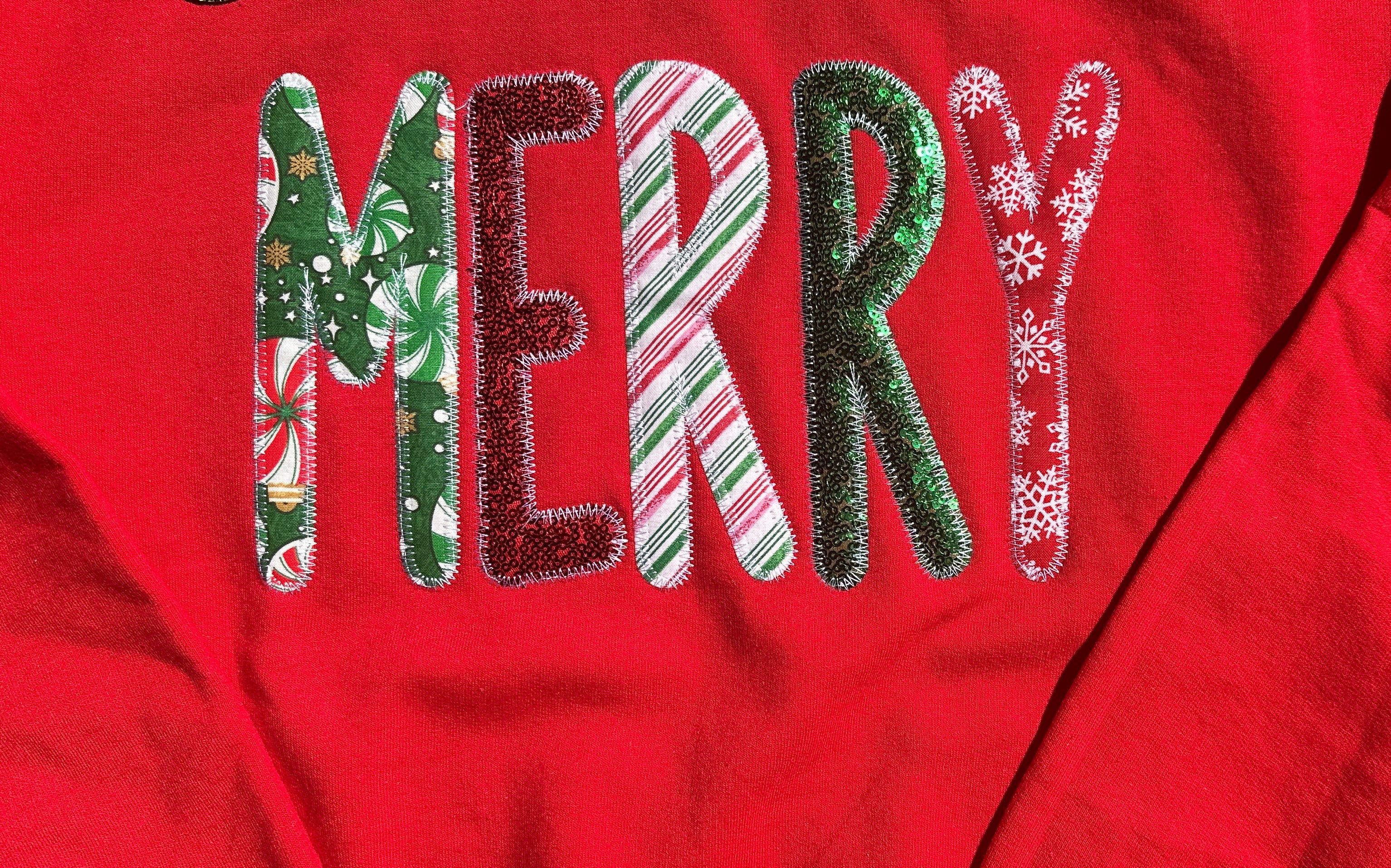 Festive Merry Sequin Embroidered Sweatshirt