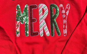 Festive Merry Sequin Embroidered Sweatshirt