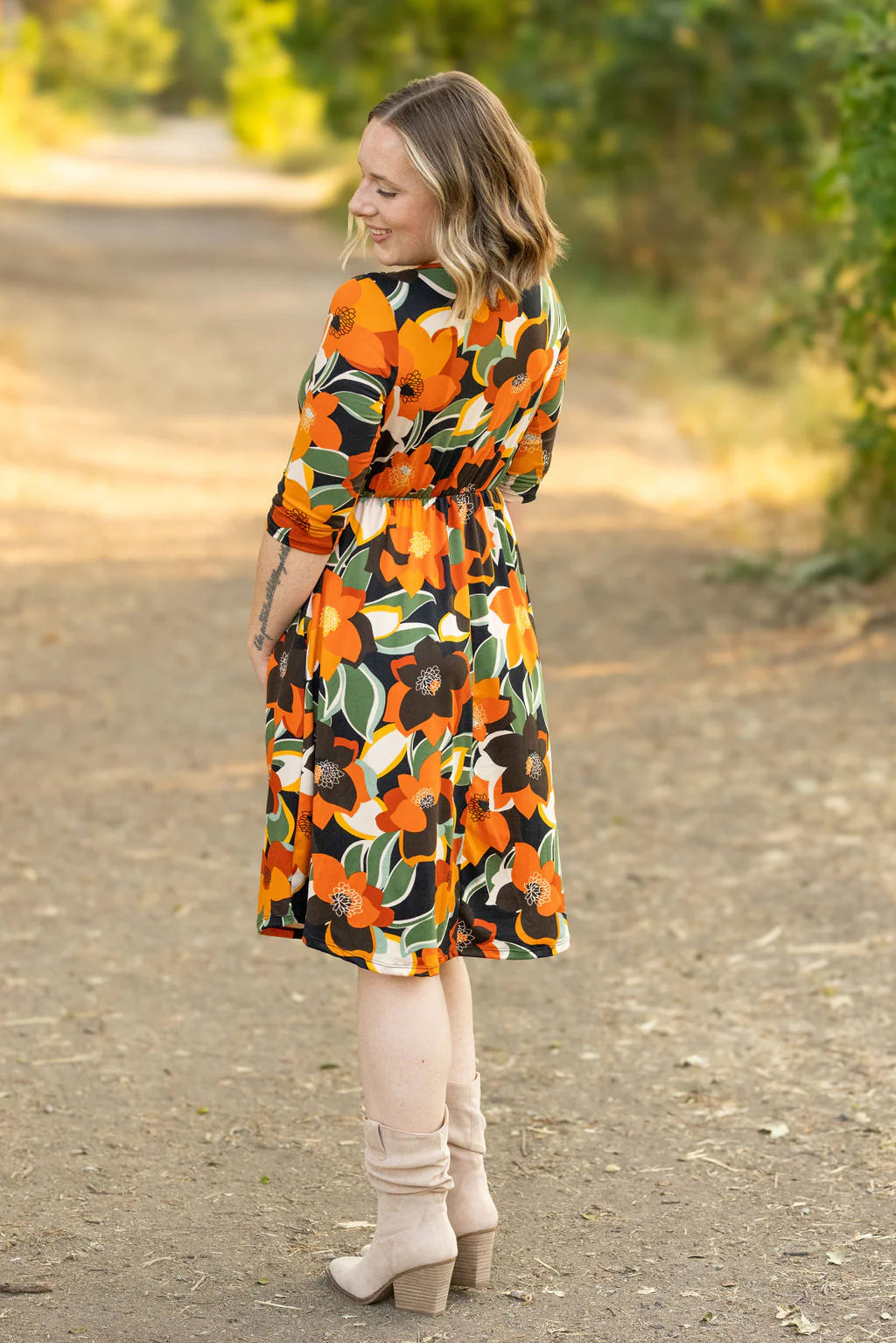 Taylor Dress - Bold Olive Floral