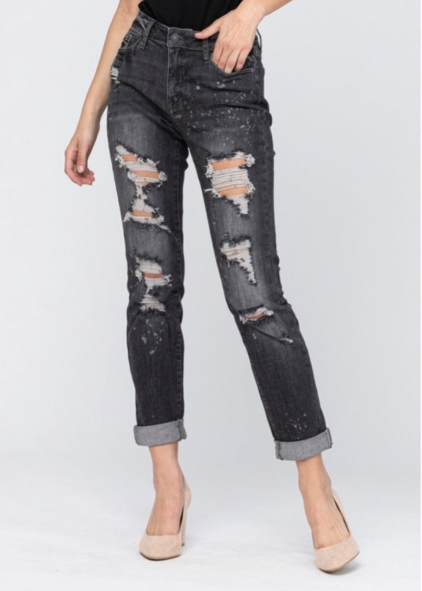 Distressed Splatter Jeans
