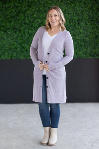 Colbie Ribbed Cardigan - Lavender