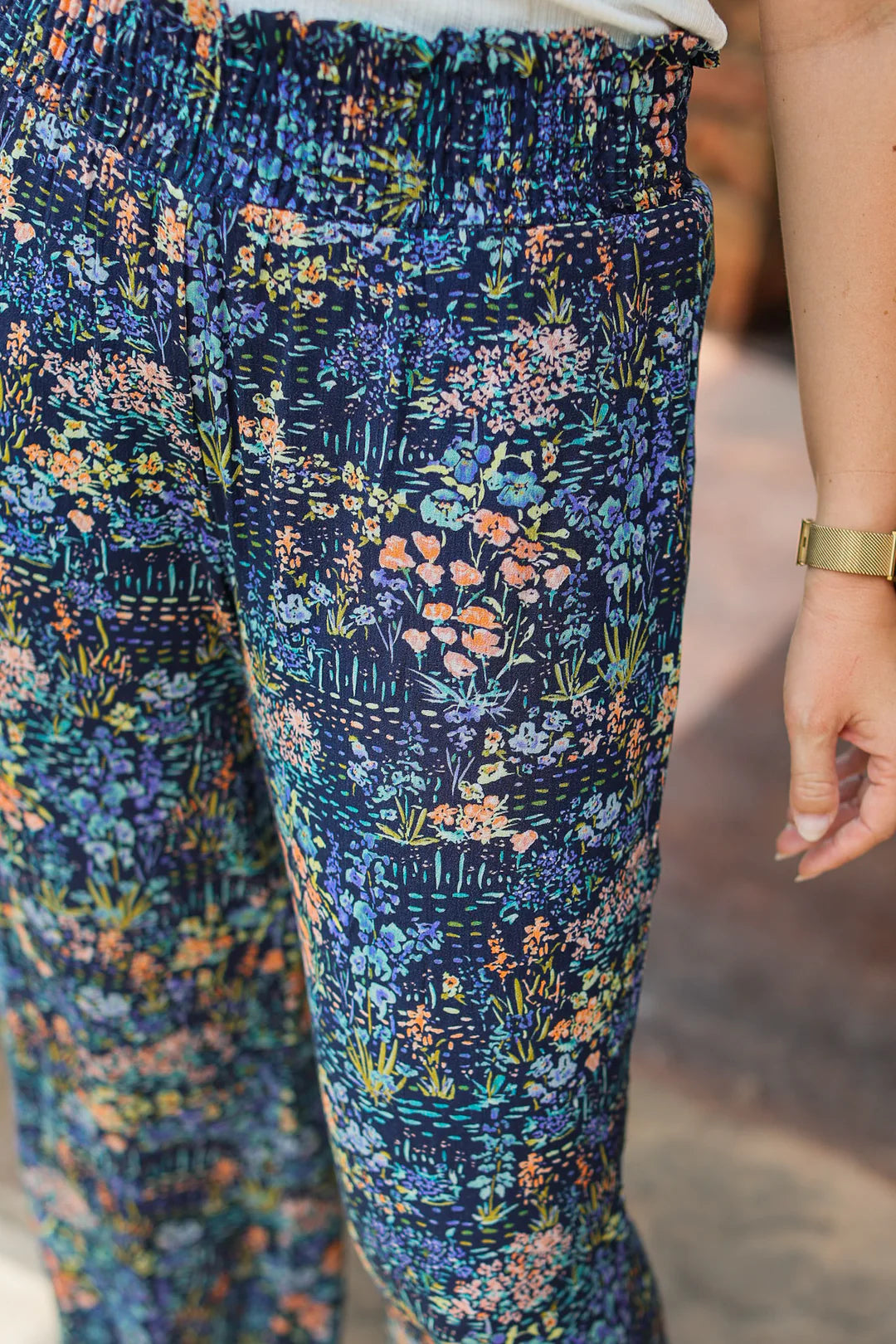 Presley Palazzo Pants - Navy Floral Mix