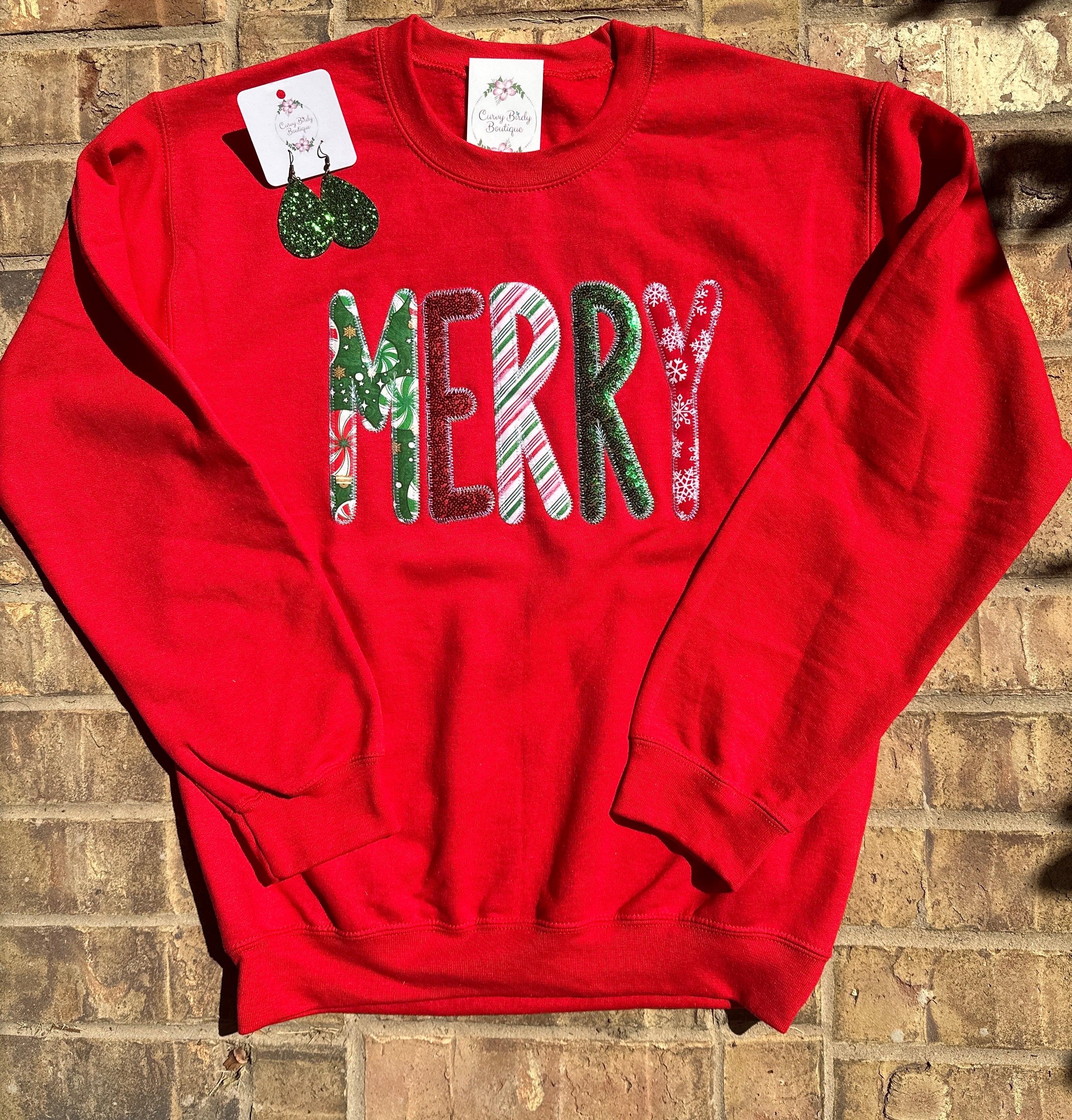 Festive Merry Sequin Embroidered Sweatshirt