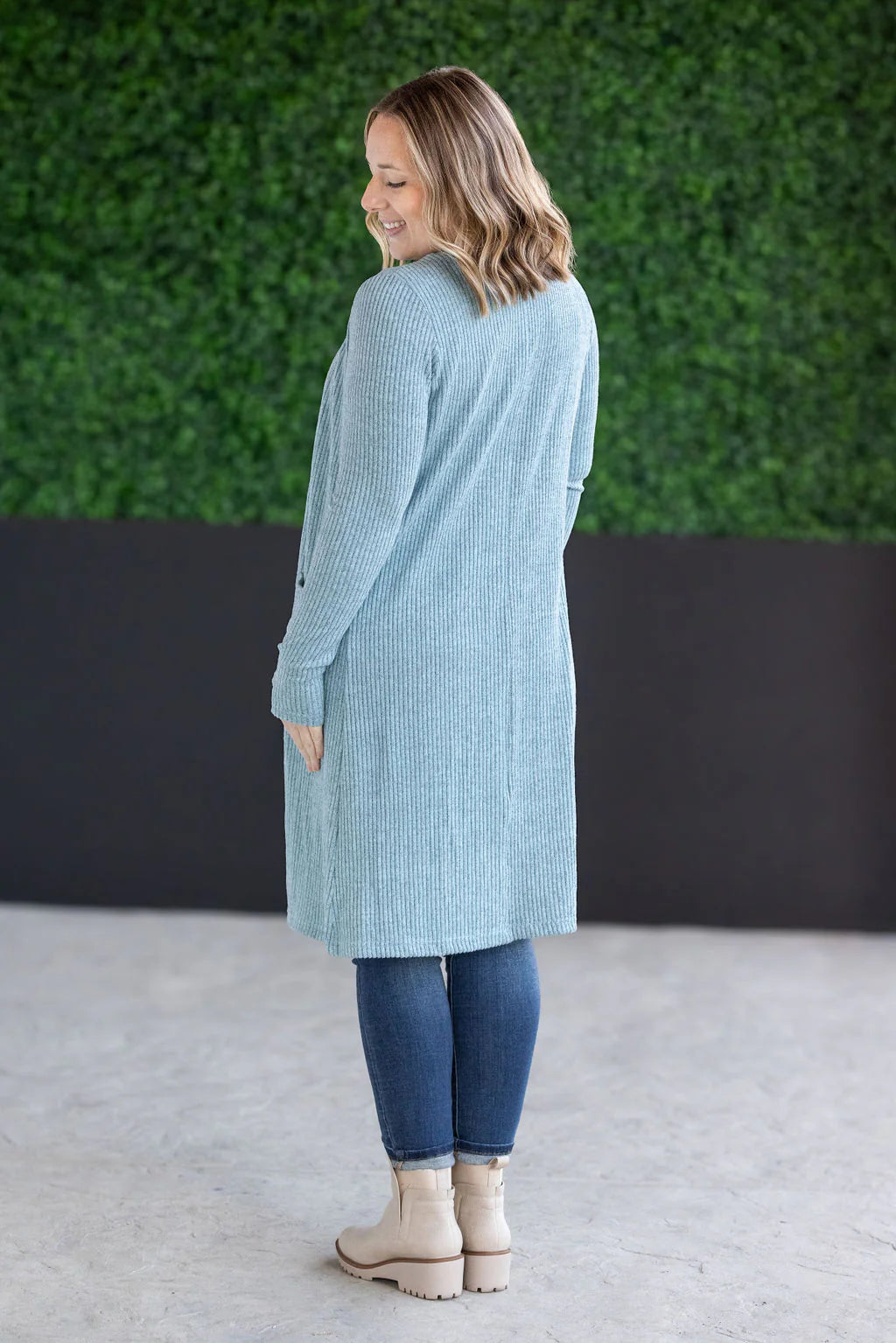 Colbie Ribbed Cardigan - Dusty Blue