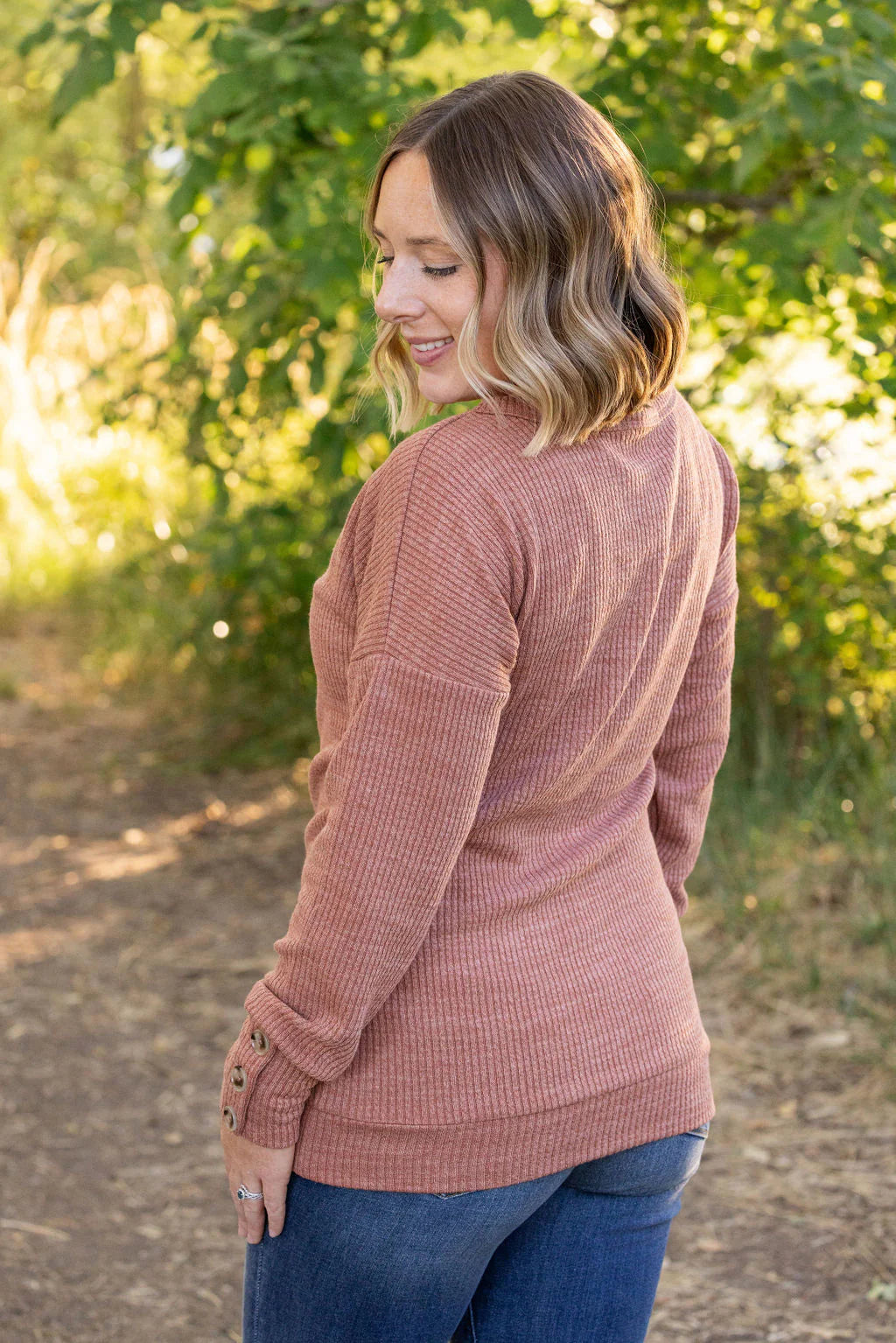 Brittney Button Sweater in Terra Cotta