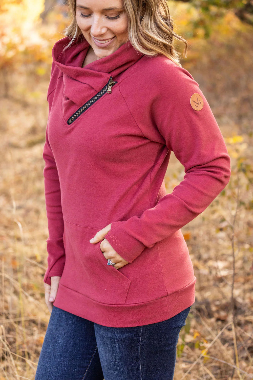 Classic Zoey ZipCowl Sweatshirt - Brick Red