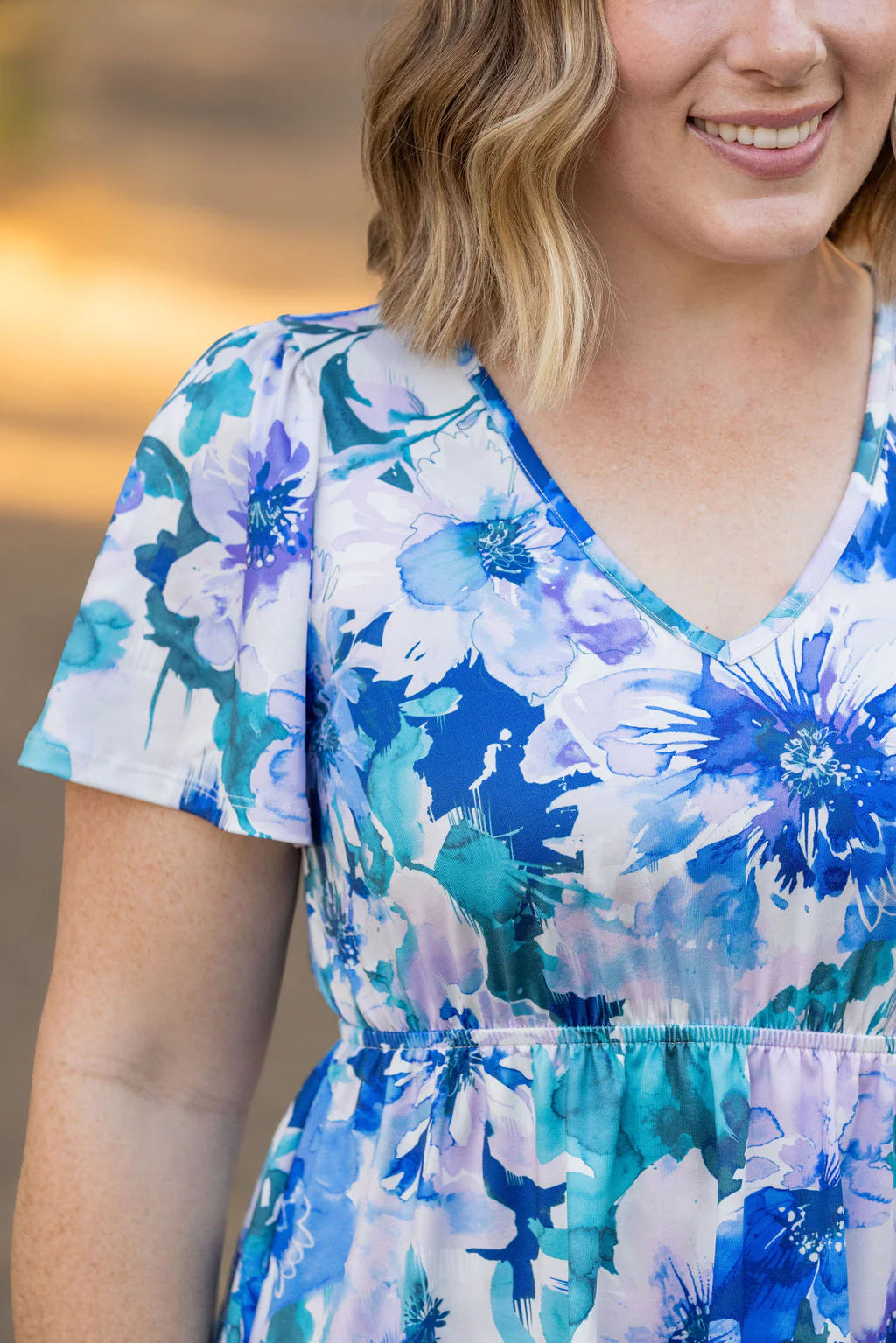 Emery Ruffle Top - Blue Floral Mix