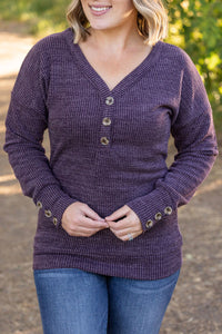 Brittney Button Sweater in Purple