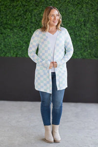 Classic Cardigan - Blue and Mint Checker MM EXCLUSIVE