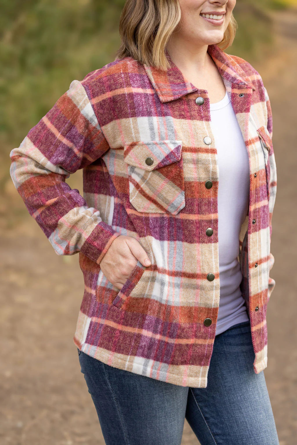 Norah Plaid Shacket - Sunset