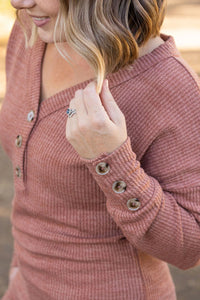 Brittney Button Sweater in Terra Cotta