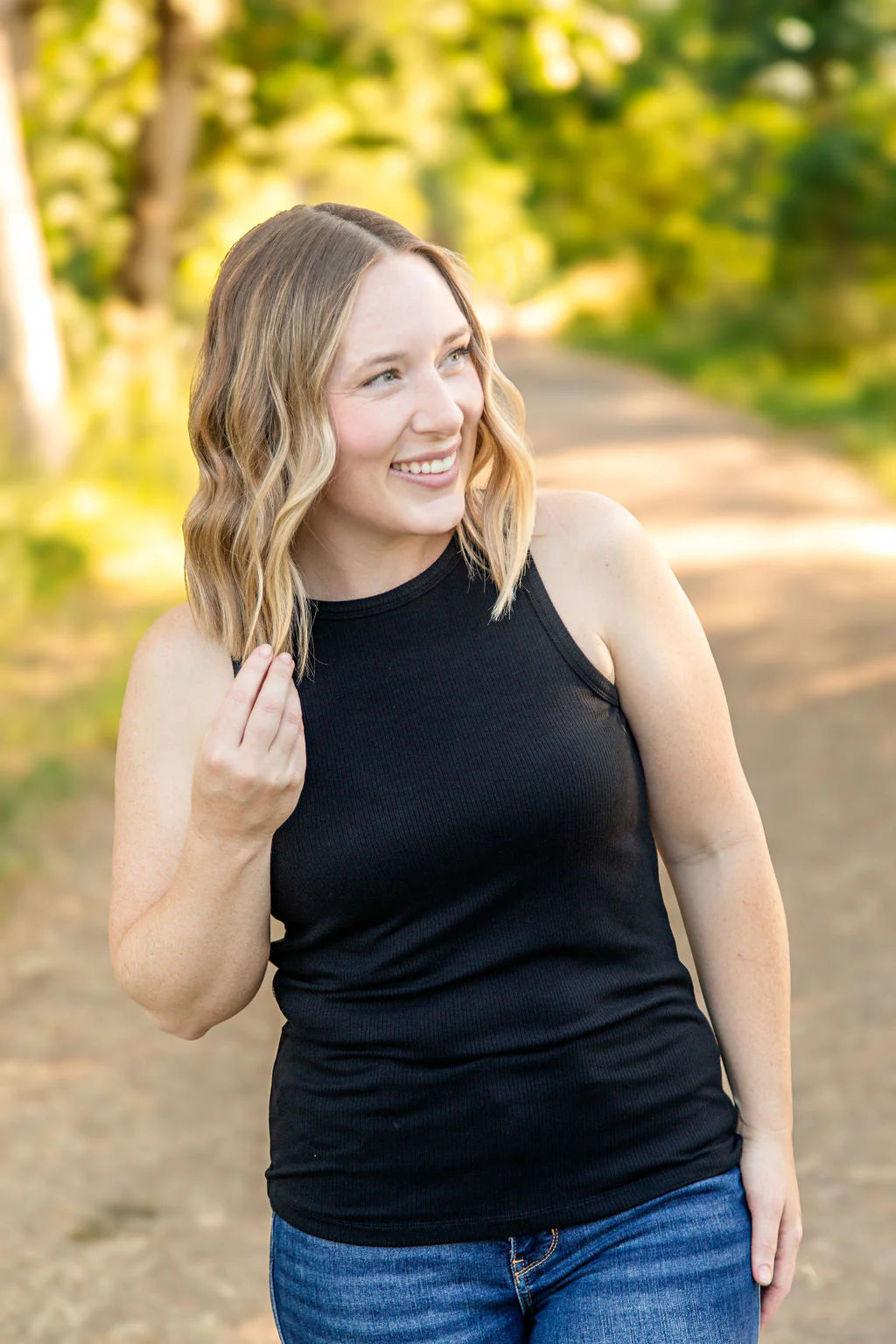 Tara Ribbed Tank - Black