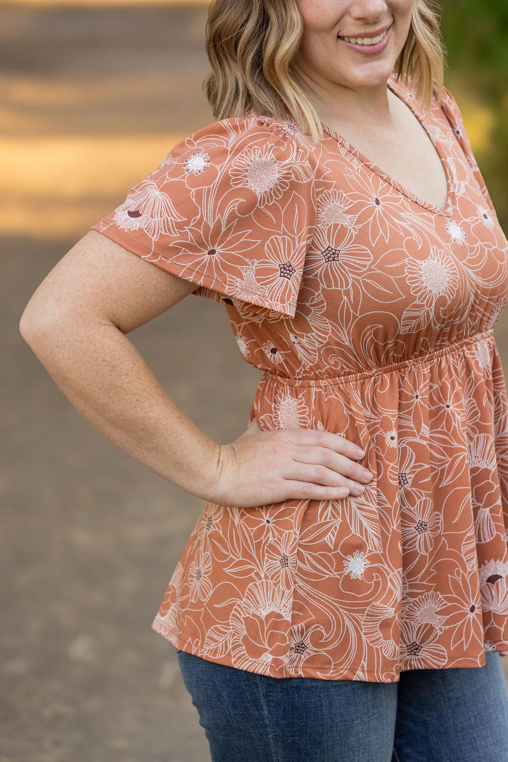 Emery Ruffle Top - Cocoa Floral