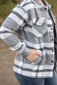 Norah Plaid Shacket - Classic Grey and White