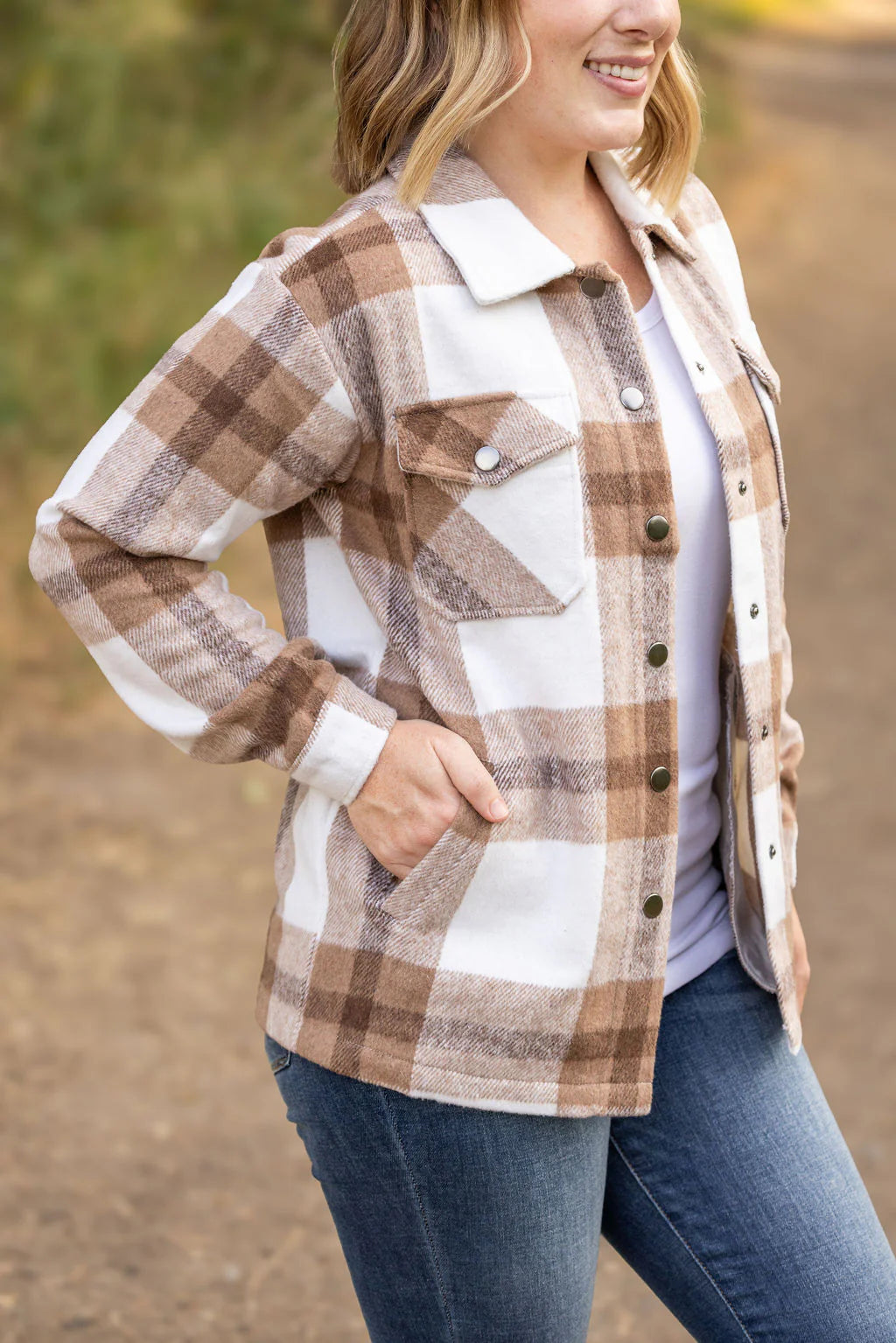 Norah Plaid Shacket - Neutral Tones