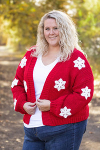 Snowflake Cardigan - Red