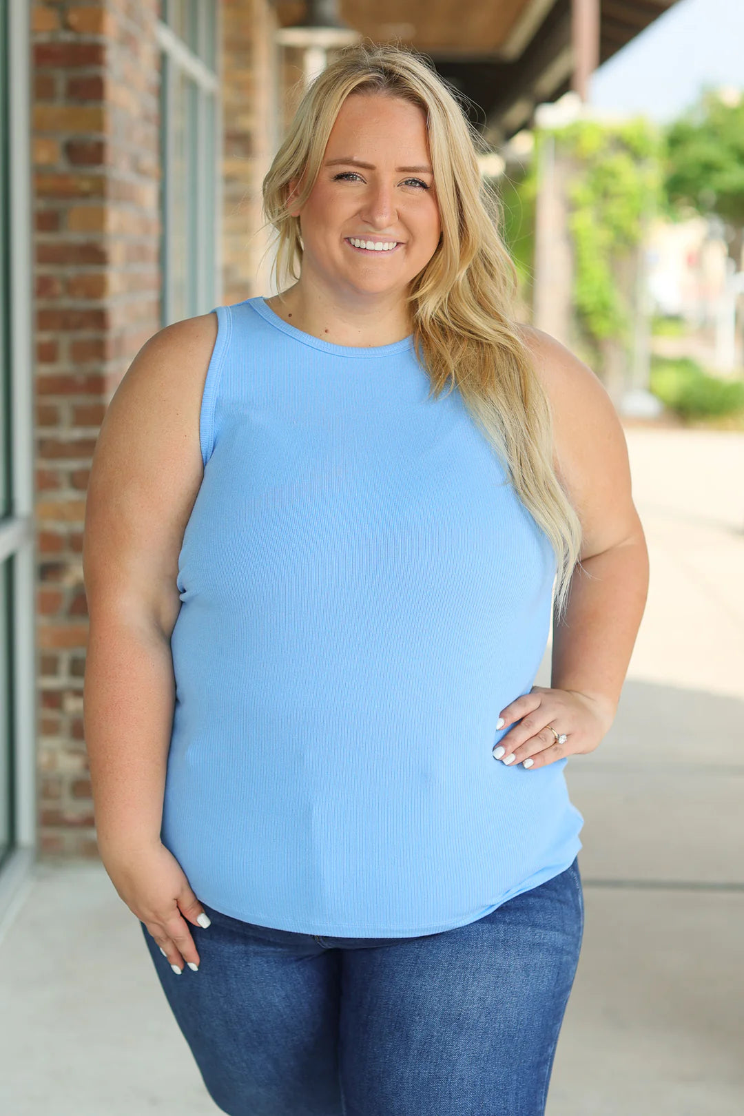 Tara Ribbed Tank - Light Blue