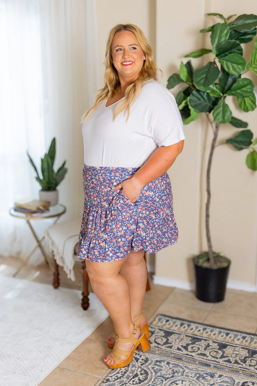 Shelby Skort - Periwinkle Micro Floral