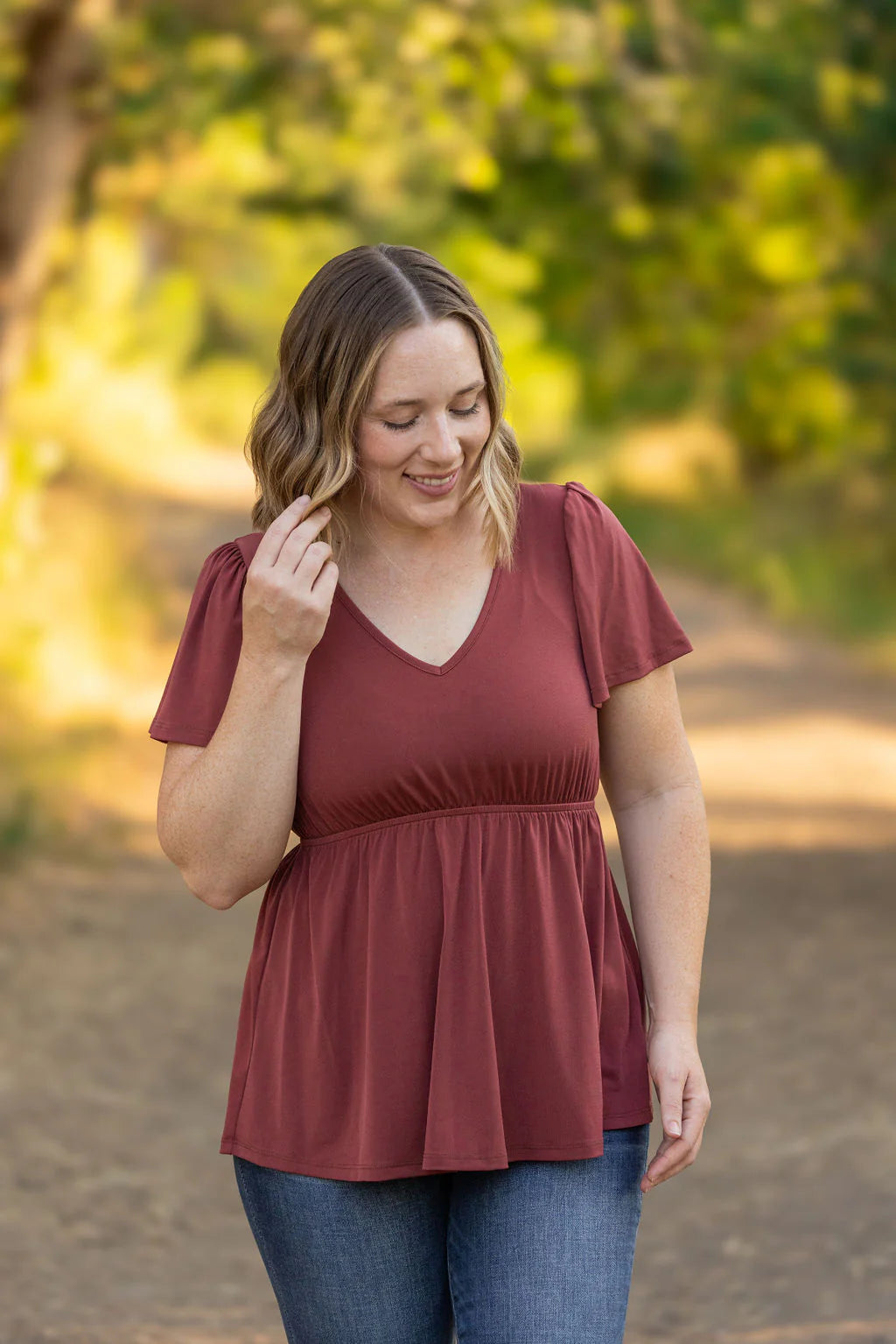 Emery Ruffle Top - Marsala