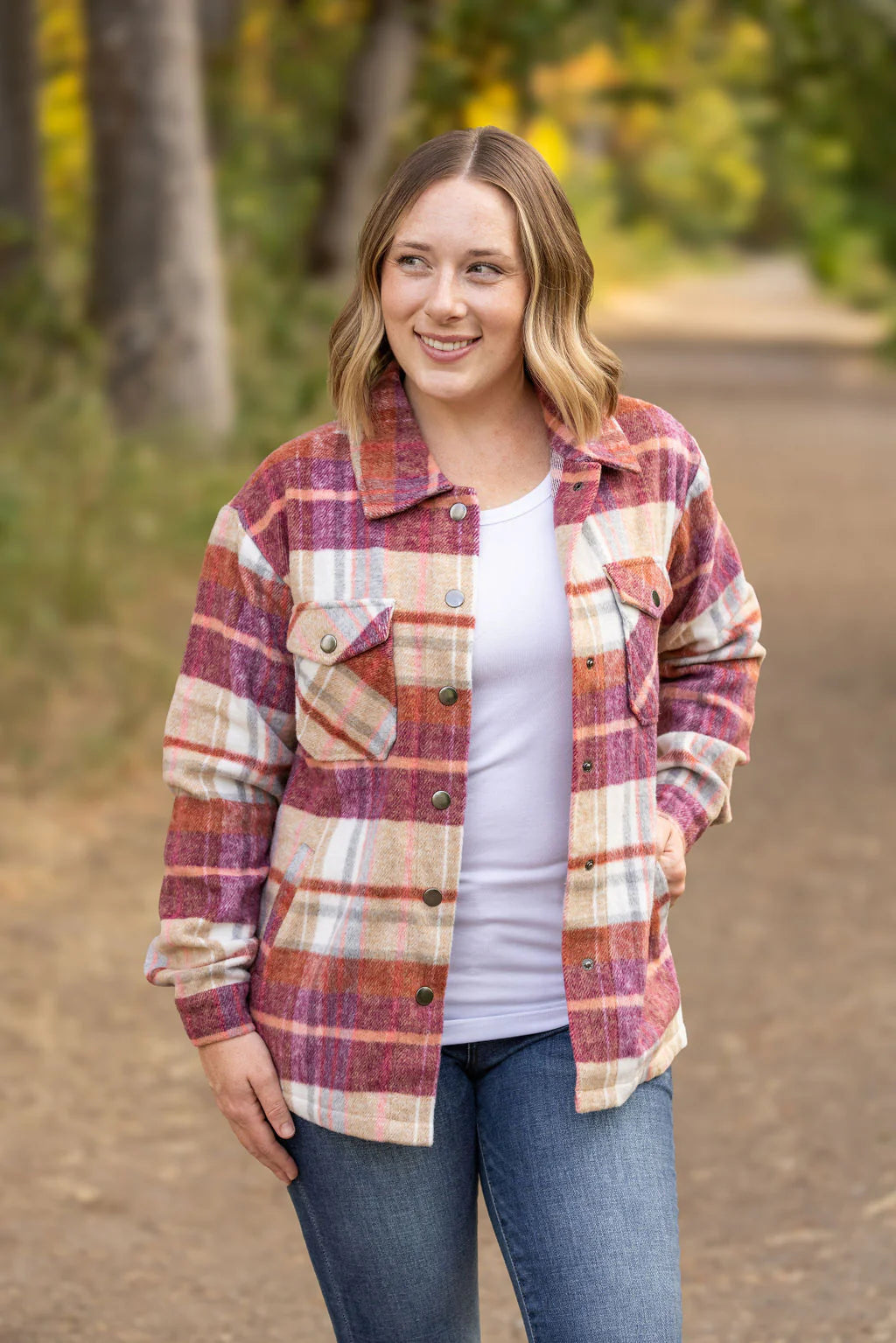 Norah Plaid Shacket - Sunset