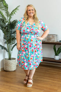 Tinley Dress - Aqua and Pink Floral - FINAL SALE