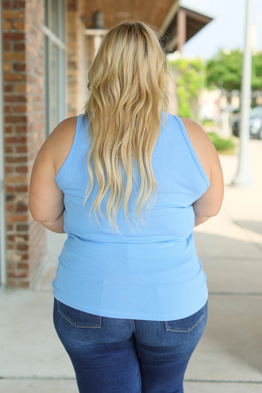 Tara Ribbed Tank - Light Blue