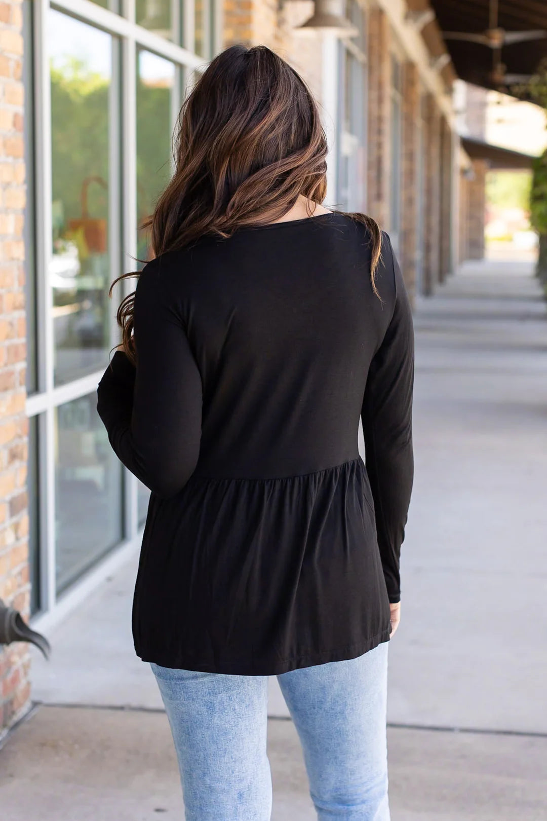 Long Sleeve Sarah Ruffle - Black | Women's Top