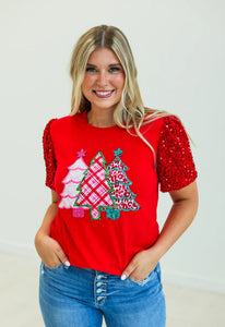 Glistening Trees Sequin Top