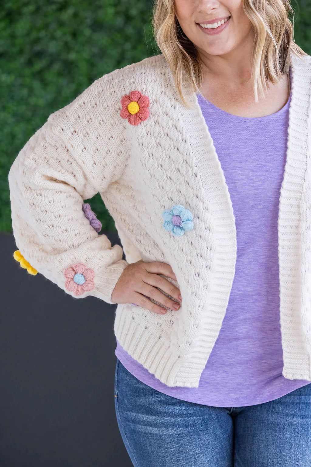 Flower Cardigan - Ivory